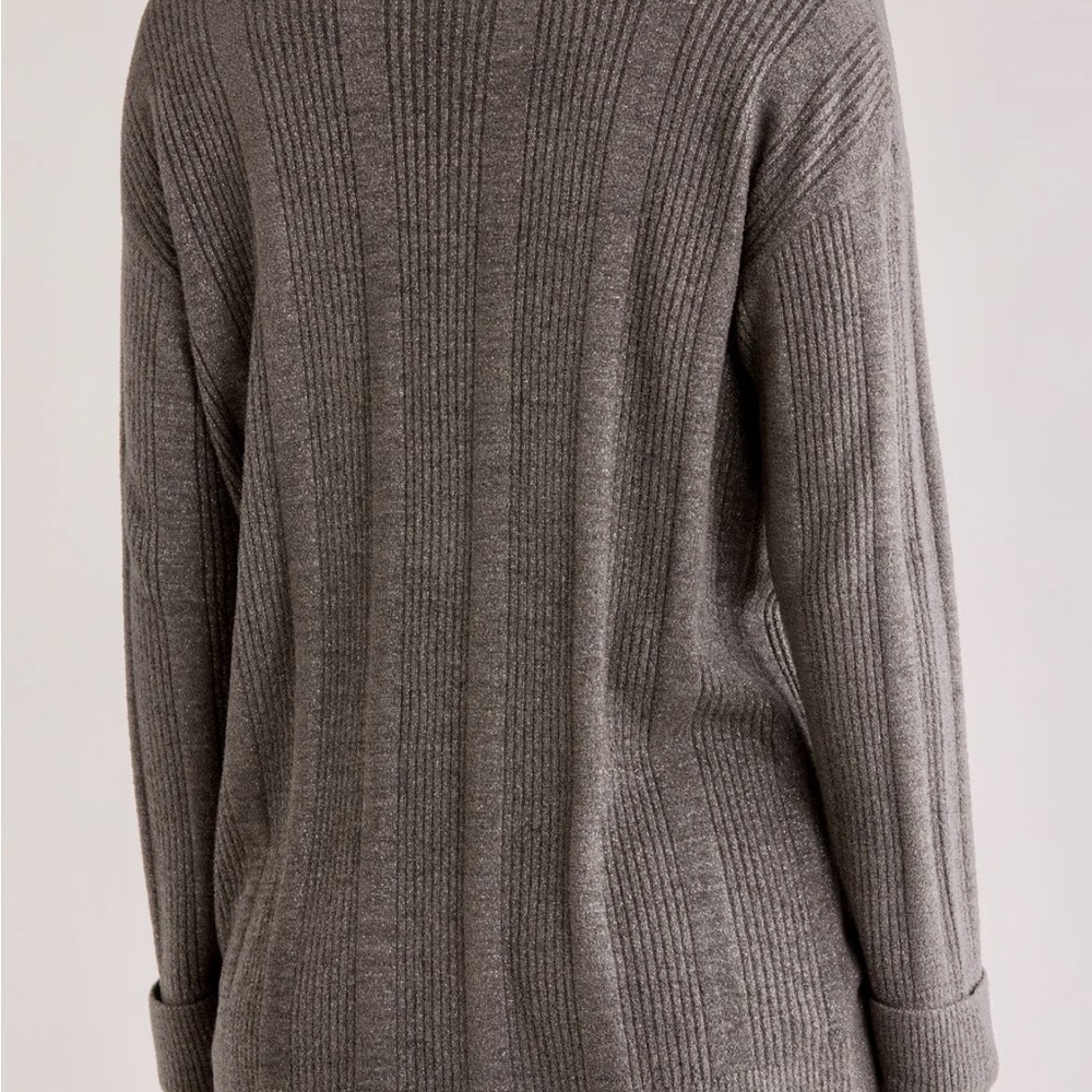 Barefoot Dreams Charcoal Ribbed Cardigan NWT - Picture 3 of 5